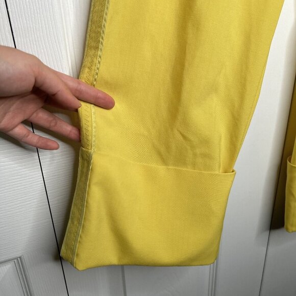 Rochas Orson Yellow Japanese Wool Cuffed Pants Women's Size IT 40 - Picture 5 of 11